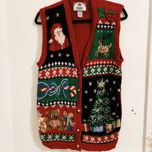 UGLY VINTAGE Christmas Vest Button Up